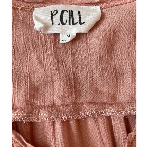 P.CILL Pink High Low Long Sleeves Embroidered Loose Fit Flare Tunic Size M - Picture 3 of 9